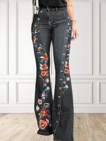 High Waisted Wide Leg Jeans Casual Patchwork Retro Y2K Pants Trousers