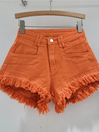 Denim Shorts Pants Low Rise Slim Lady Crop jeans Distressed Chic Casual Short Trousers