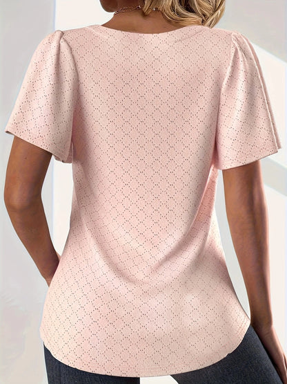 Plus size spring and summer fashionable and elegant hollow tops for women