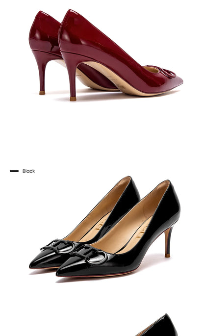 Solid Colour Classic Style New Women's Single Shoes Retro Simple Exquisite Women's High-heeled Shoes