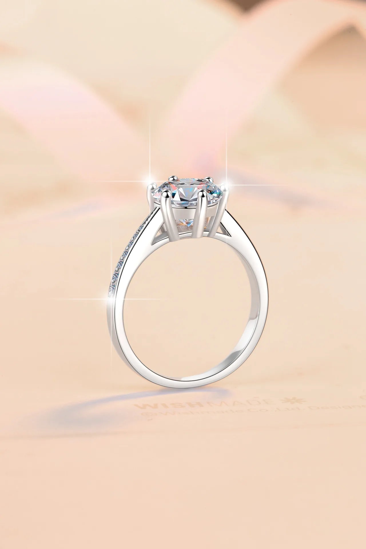 Women's PT950 Platinum round Six-Prong Ring with 3Ct Moissanite High-Purity Texture 3CT Striking Top High-End Gift