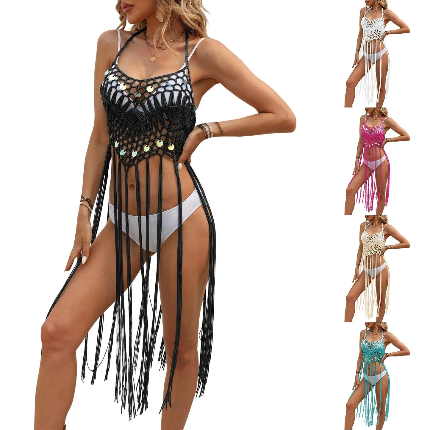 Beach Blouse Womens Lace Strap Long Sunscreen Cardigan swimwear