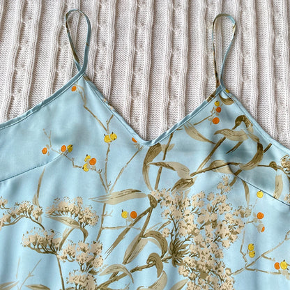 Elegant Floral Print Cami Tops   Ruffle Hem Shorts Pajama Set  Women's Sleepwear