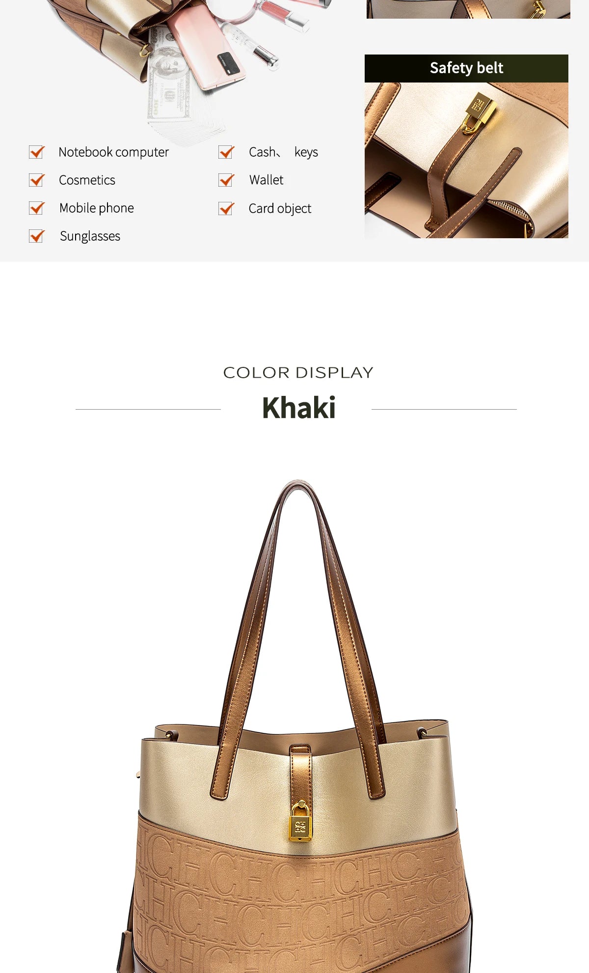 CHCH Women's Large Capacity Tote Bag Spring New Splicing Design Bag