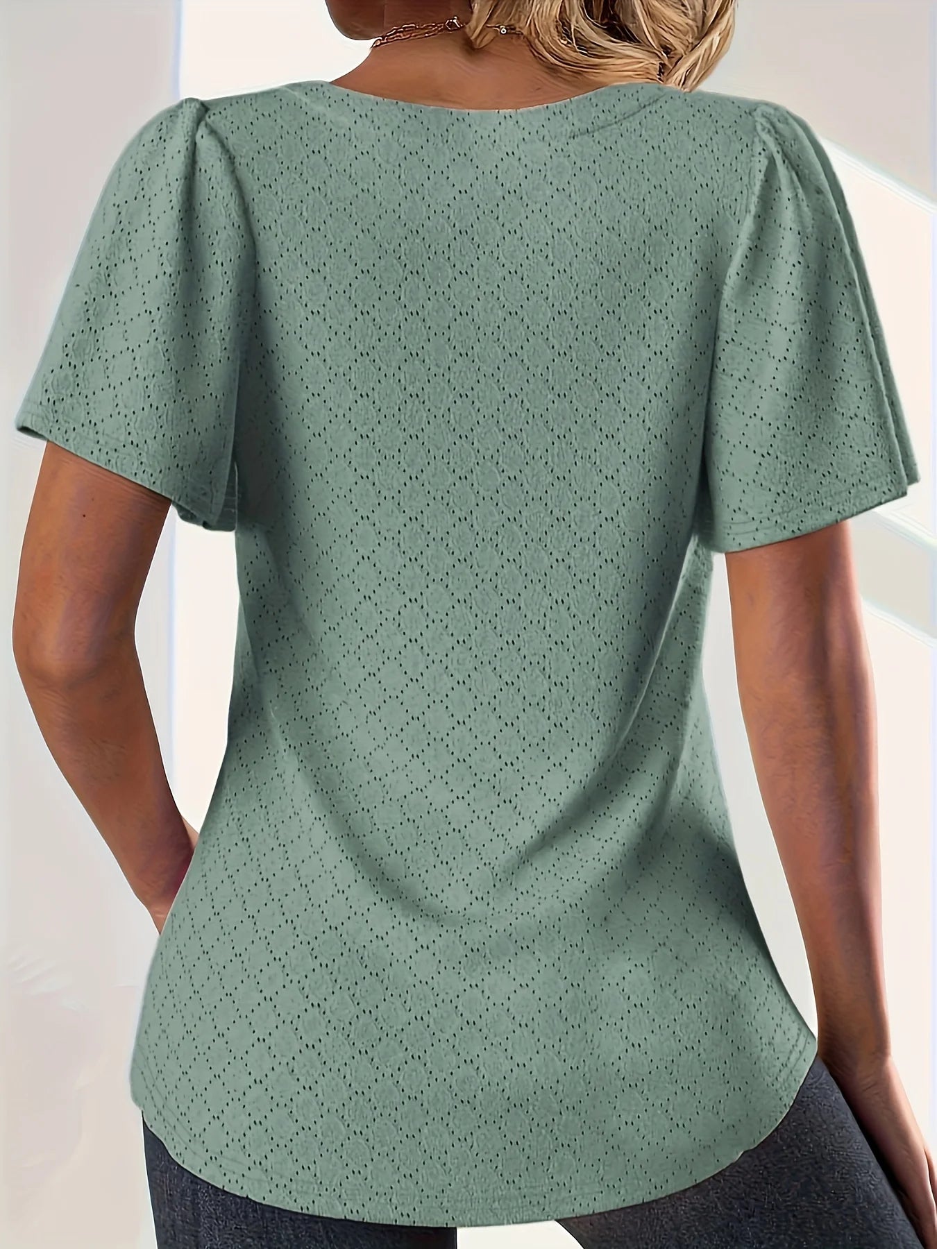 Plus size spring and summer fashionable and elegant hollow tops for women