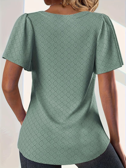 Plus size spring and summer fashionable and elegant hollow tops for women