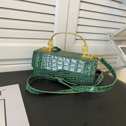 Black Crocodile Pattern Crossbody Bag Fashion Box Lipstick Pouch Designer Pu Leather