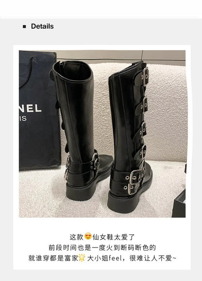 Lady Boots Women's Rubber  Luxury Designer Square Toe Winter Footwear Boots