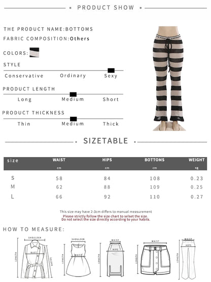 Kliou Stripe Patchwork Long Pants Woman Autumn Trend Crochet Shirring Elastic High Waist Skinny Peach Hip Street Style Bottoms