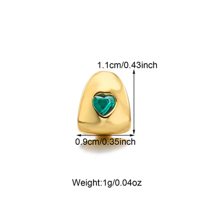 1PCS Hip Hop Single Teeth Grillz For Men Women Gold Silver Color Copper Grillz