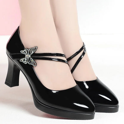 High-heeled Leather Small Leather Shoes Catwalk Shoes Ladies Dancing Bride Wedding Shoes