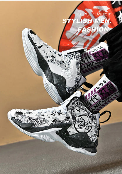 Men's Basketball Breathable Outdoor Shoes Fashion Graffiti Training Shoes
