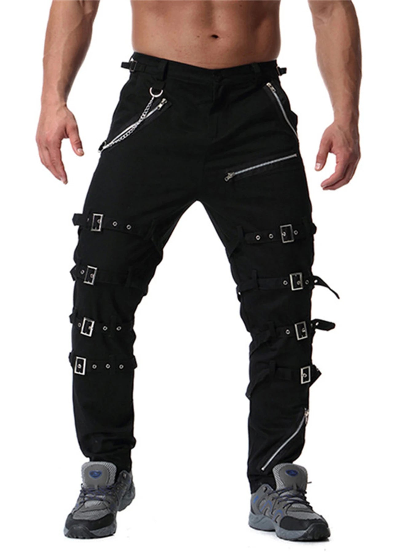 Men`s Steampunk Gothic Hip Hop Techwear Pants with Chain For Cosplay
