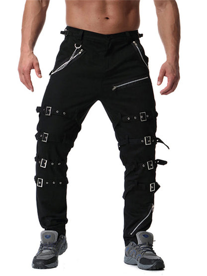 Men`s Steampunk Gothic Hip Hop Techwear Pants with Chain For Cosplay