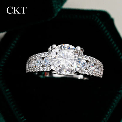 CKT Designer Girl Birthday Gift 18K White Gold Rings 3ct D Color Moissanite Diamonds Platinum Pt950 Fine Jewelry Engagement Ring