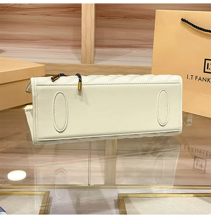 Light luxury brand hand-held large capacity tote bag diamond grid single shoulder diagonal cross bag