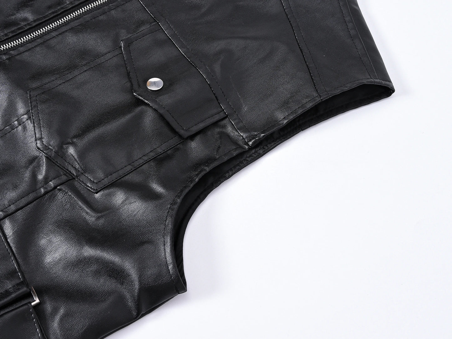 Men's Motorcycle Faux Leather Vest Sleeveless Collarless Waistcoat