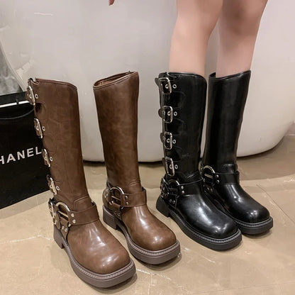 Lady Boots Women's Rubber  Luxury Designer Square Toe Winter Footwear Boots