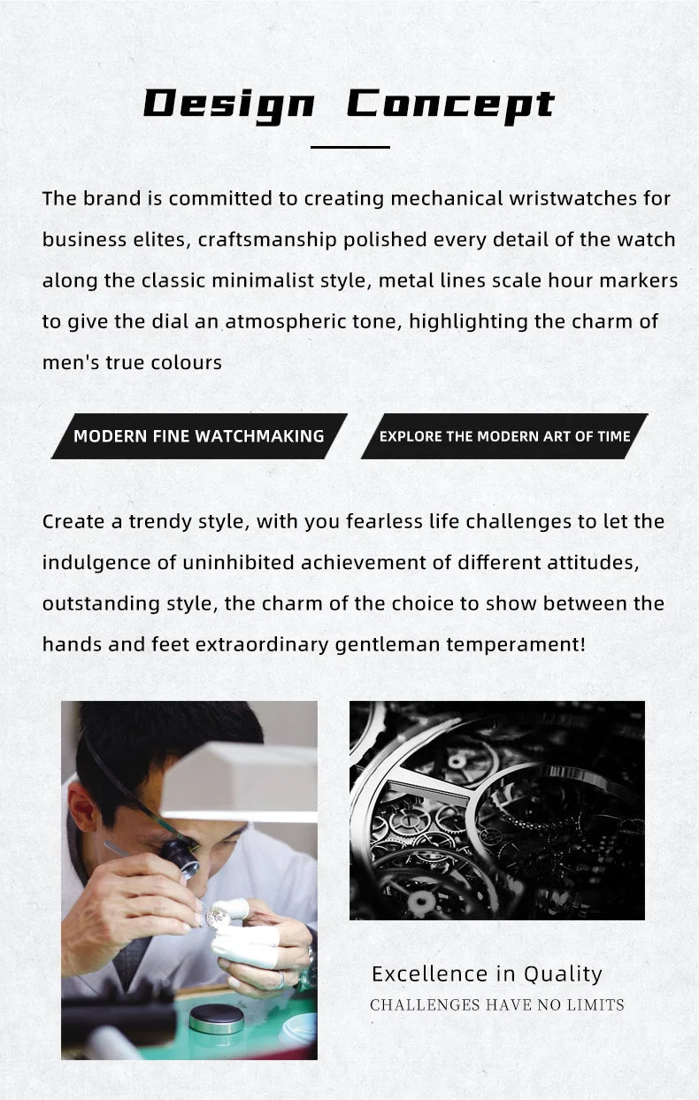 Automatic Mechanical Men Watch Threaded Dial Waterproof Stainless Steel Strap Classic Men's Watches Luxury