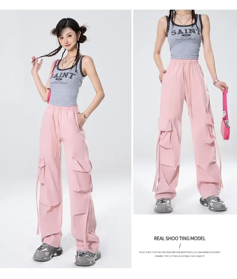 High-Waisted Cargo Pants Sweatpants Umbrella Design For Women