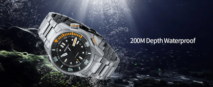 Automatic Dive Watch for Men Super Luminous Original Design 20 ATM Diver Wristwatch Sapphire