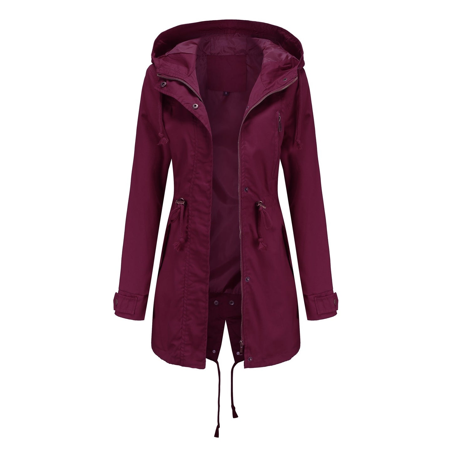 Women Jacket Windproof Windbreaker Trench Coats Female Hooded Drawstring Long