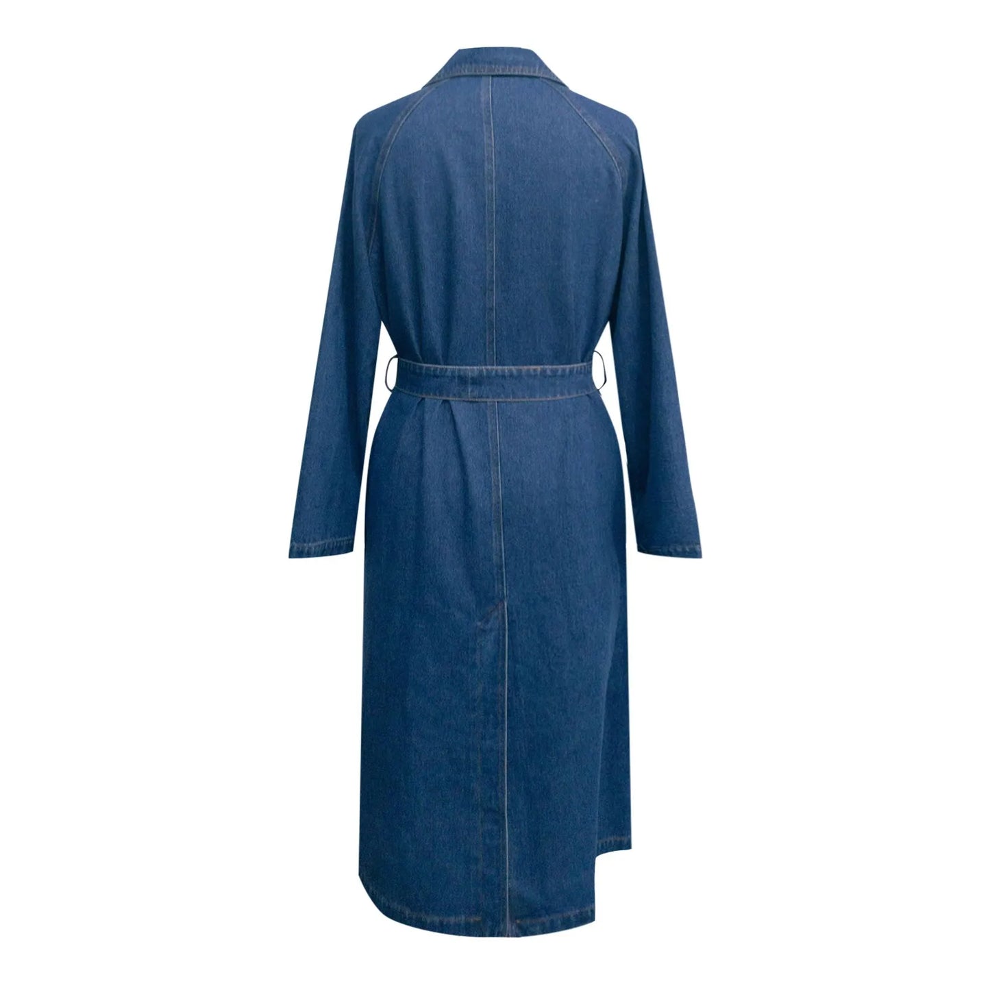 Jean Jacket Midi Loose Double Breasted Denim Jacket Ladies Autumn Trench