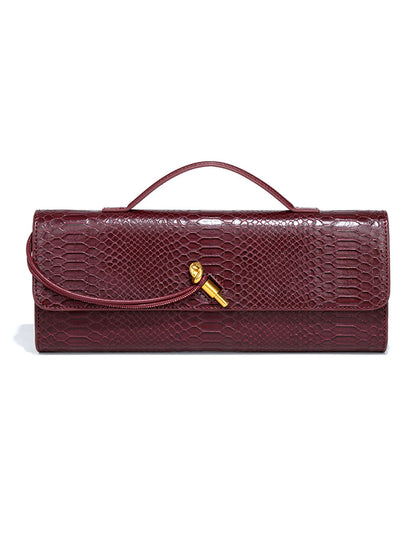 Burgundy bag cherry red envelope wine red envelope upscale new handbag crocodile flip hand