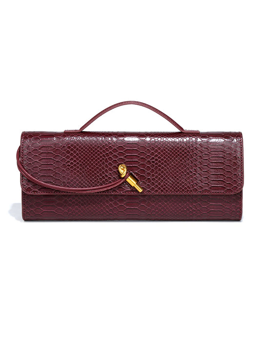 Burgundy bag cherry red envelope wine red envelope upscale new handbag crocodile flip hand