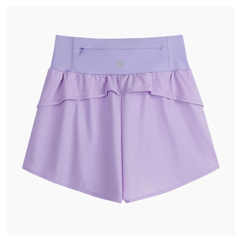 DRUR Yoga Short Woman Jogging Fitness Elastic Waist 2 In 1 Workout Shorts With Pockets