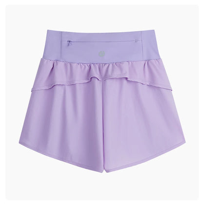 DRUR Yoga Short Woman Jogging Fitness Elastic Waist 2 In 1 Workout Shorts With Pockets
