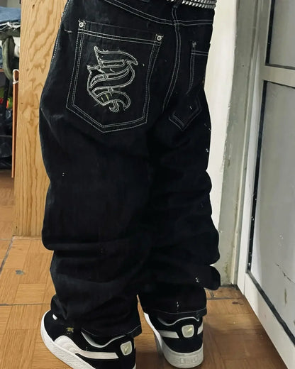 American Retro Cleanfit Fashion Print Baggy Jeans Women's Y2K Popular Casual Joker Gothic High Waist Wide-Leg pants Street Wear