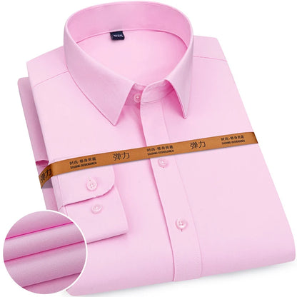 Men's Solid Color Business Shirt Formal Fashion Thin Classic Basic Long Sleeve