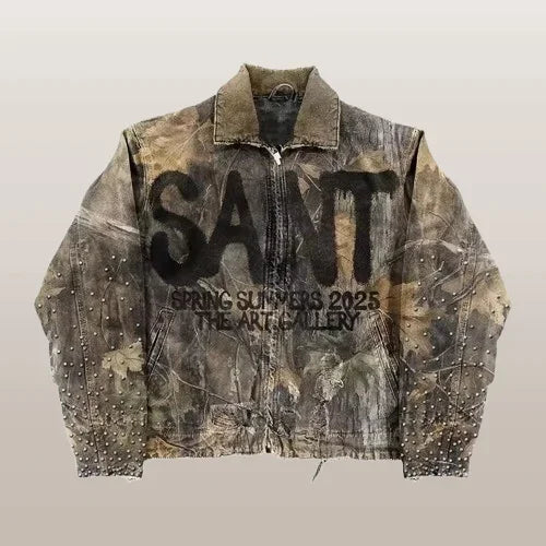 Washed Denim Jacket Y2K Clothes Mens Womens Letter Graphic Patch Embroidery Blue Oversized Jacket