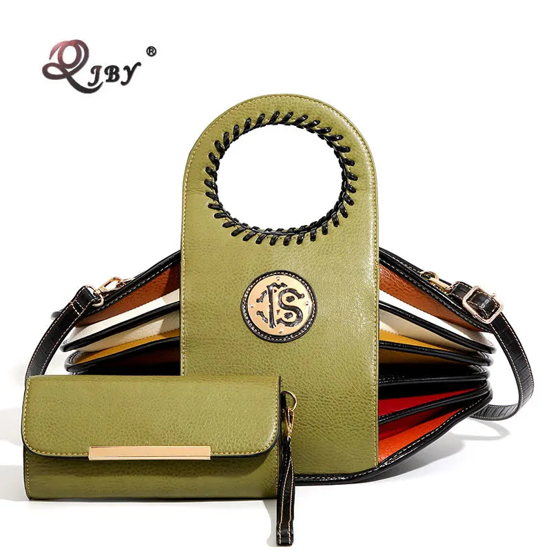 Shoulder Bag High-end Leather Purse Large Capacity Top Handle Crossbody