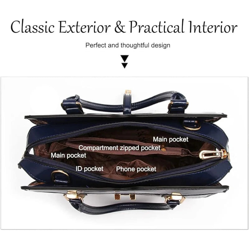 Luxury Brand Crocodile Women Tote Bag Bright Leather Women Handbag Purse