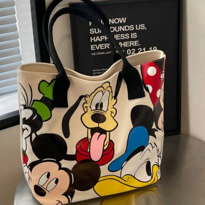 DisneyCartoon Mickey Fashion Versatile Large Capacity Canvas Shoulder Bag Women's Casual Versatile Tote Bag