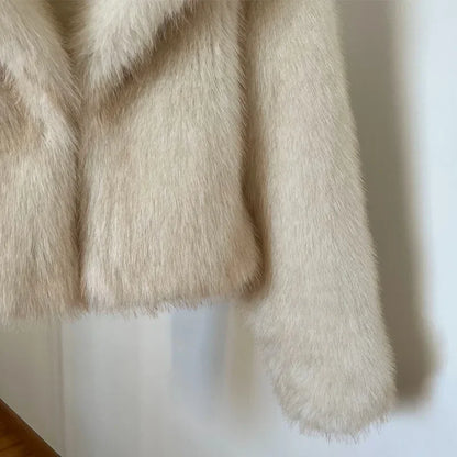 Winter Fur Coat Women Short Lazy Wind Fox Fur Jacket Cropped Fluffy