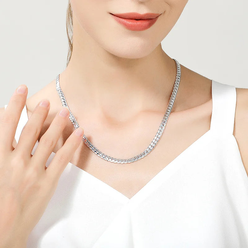 18K Gold/Silver Color 6mm Necklace 8/18/20/24 Inch Chain For Woman Men Gold / 60cm 24inches Gold / 55cm 22inches Gold / 50cm 20inches Gold / 60cm 24inches-Gold / 55cm 22inches-Gold / 50cm 20inches-Gold / 45cm 18inches-Silver / 50cm 20inches-Silver / 45cm 18inches-Silver / 40cm 16inches-Silver / 20cm bracelet-Gold / 40cm 16inches-Gold / 20cm bracelet-Silver / 60cm 24inches-Silver / 55cm 22inches-