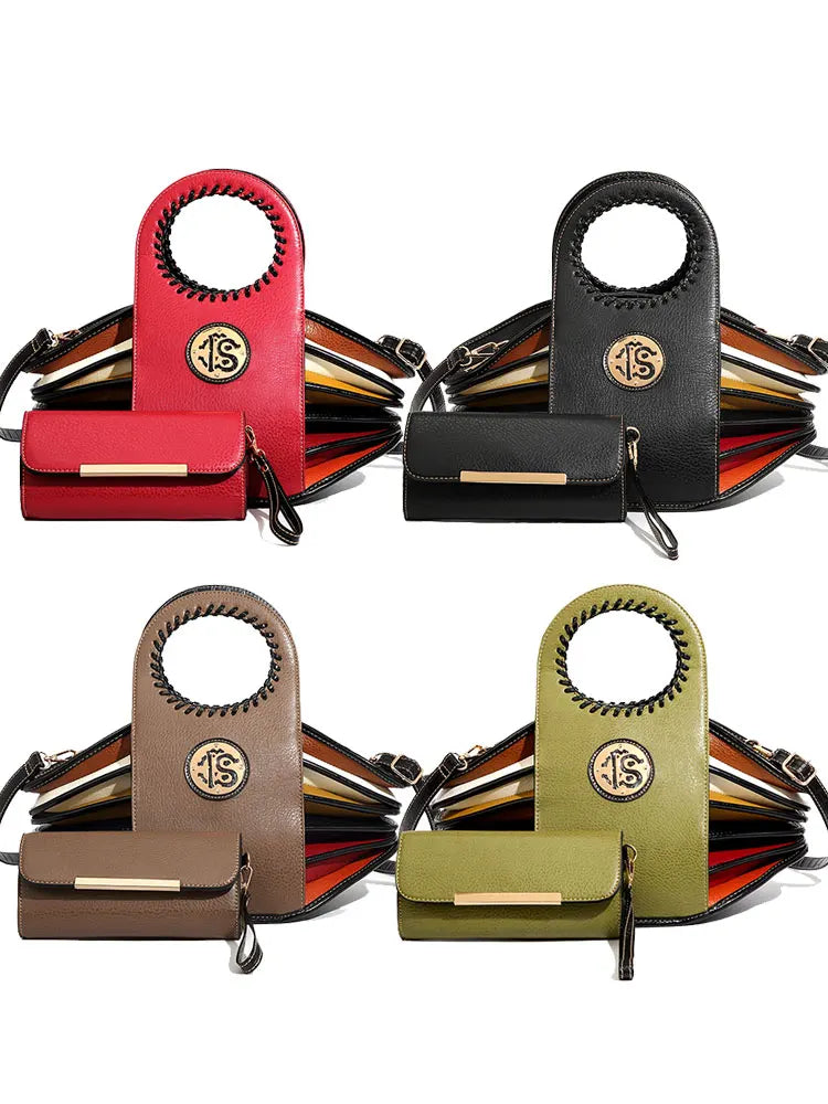 Shoulder Bag High-end Leather Purse Large Capacity Top Handle Crossbody