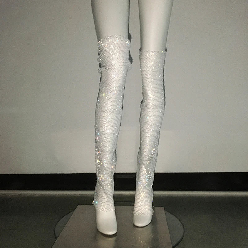 Leg Warmer Black White Diamond Hollow Lace Up Leg Warmers For Outwear Accessories Black-66CM / One Size / CHINA White-66CM / One Size / CHINA Black-66CM / One Size / CHINA-White-66CM / One Size / CHINA-