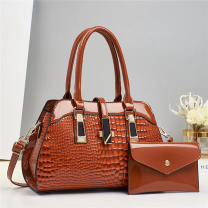 Luxury Brand Crocodile Women Tote Bag Bright Leather Women Handbag Purse