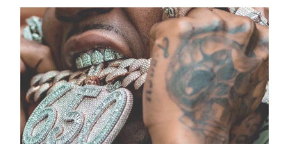 CZ Stone Double Hollow Heart Teeth Grillz Braces Vintage Punk Zircon Tooth Caps