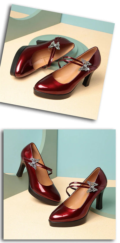 High-heeled Leather Small Leather Shoes Catwalk Shoes Ladies Dancing Bride Wedding Shoes