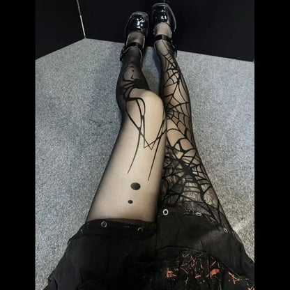 Gothic Vintage Dark Fishnet Tights Stocking Women Emo Spider Web Witch Pantyhose 02 01 02-01-