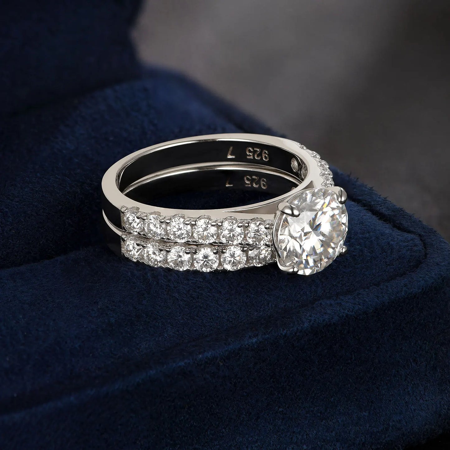 Newshe Certified 2Ct Moissanite Wedding Ring Set for Women 925 Sterling Sliver Brilliant Round Cut Luxury Engagement Rings