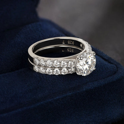 Newshe Certified 2Ct Moissanite Wedding Ring Set for Women 925 Sterling Sliver Brilliant Round Cut Luxury Engagement Rings