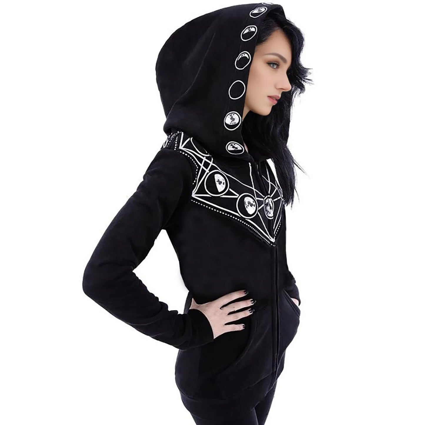 Gothic Aesthetic Zip Up Hoodie Women Punk Long Sleeve