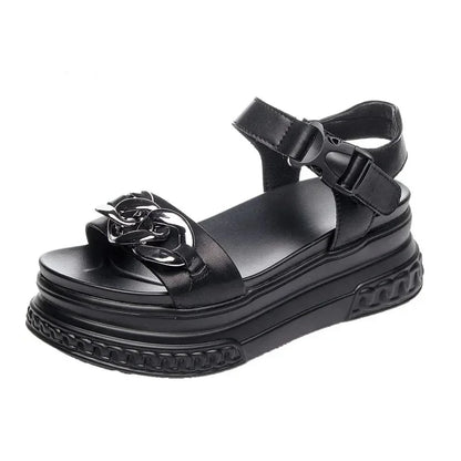 Sandals Women High-heel Platform  New Genuine Leather Women Summer Sandals