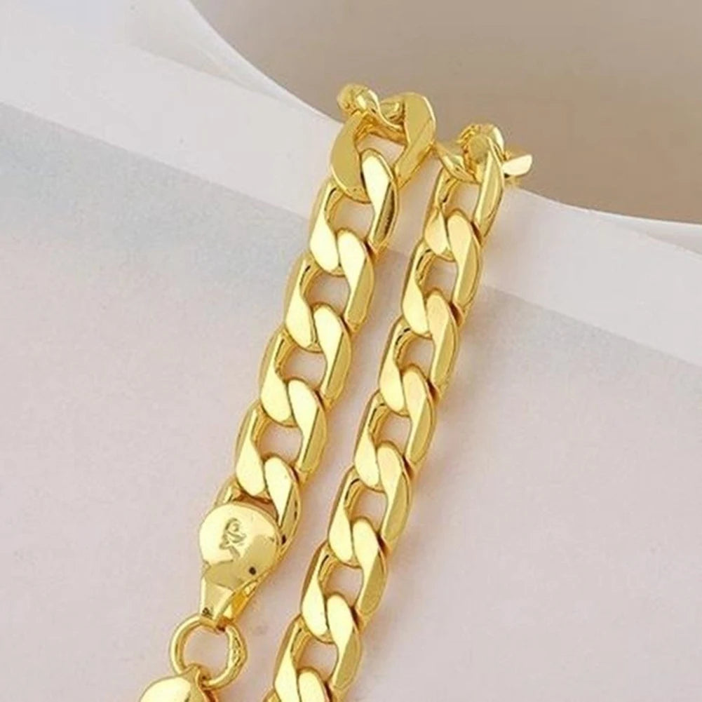Men 18K Gold Necklace Fashion Men 18K Gold Necklace Cuban Chain Necklace For Men Jewelry Gifts